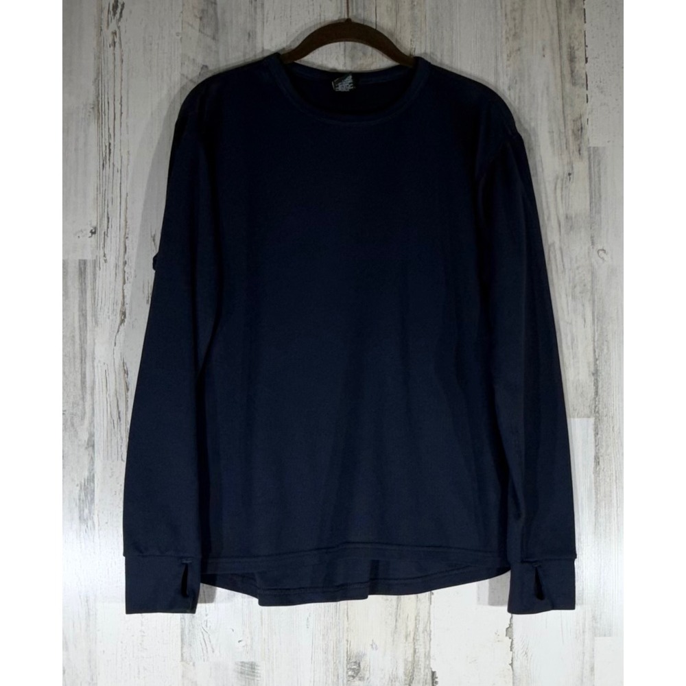 LL Bean‎ Performance Shirt Large Navy Blue Long Sleeve Thumbhole Made in USA